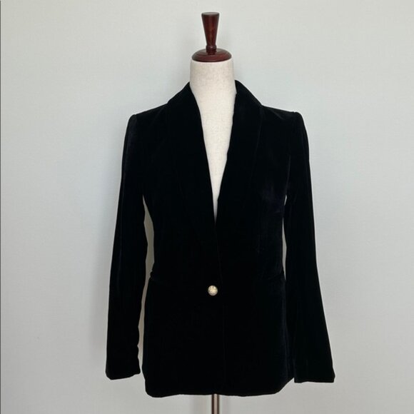 J. Crew Velvet one-button blazer Black Size 2 EUC - Picture 1 of 4
